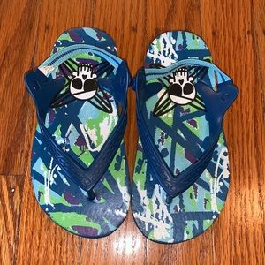 Skull Blue Flip Flops with Elastic Strap - Toddler / Kids Size 10 / 11